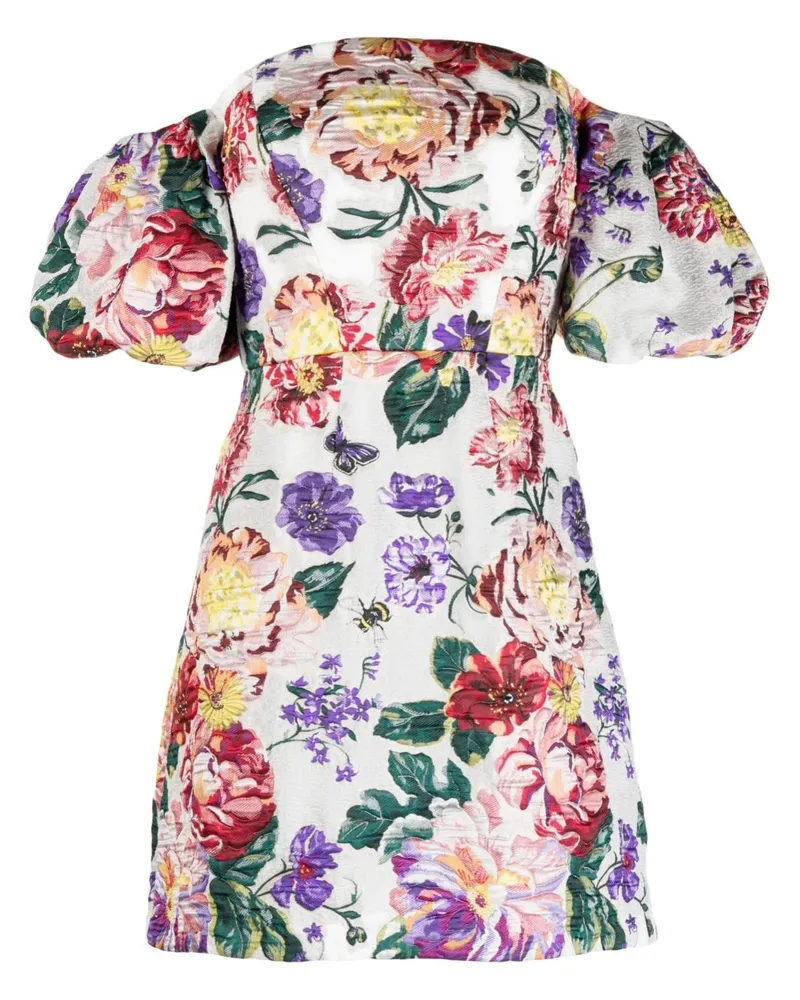 Marchesa Schulterfreies Kleid mit Blumenstickerei - Weiß Weiß