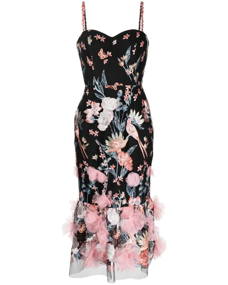 Marchesa Butterfly Murmuring Midikleid - Schwarz Schwarz