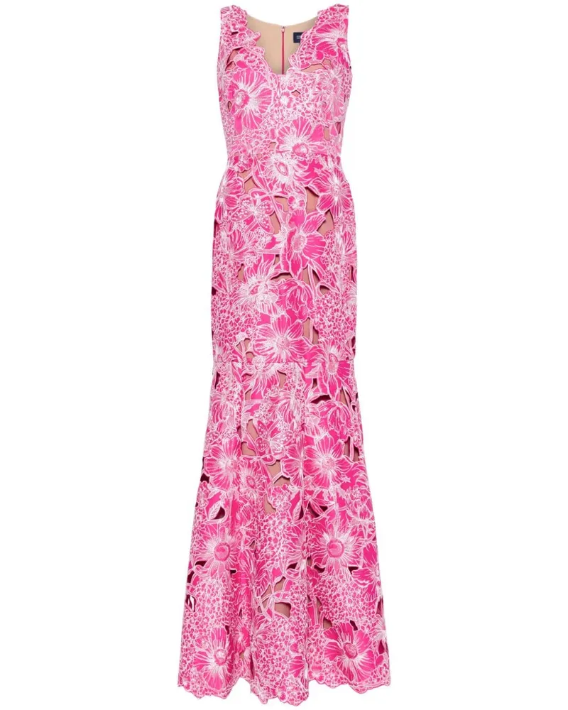 Marchesa Anthousai Meerjungfrauen-Robe mit Blumenapplikation - Rosa Rosa