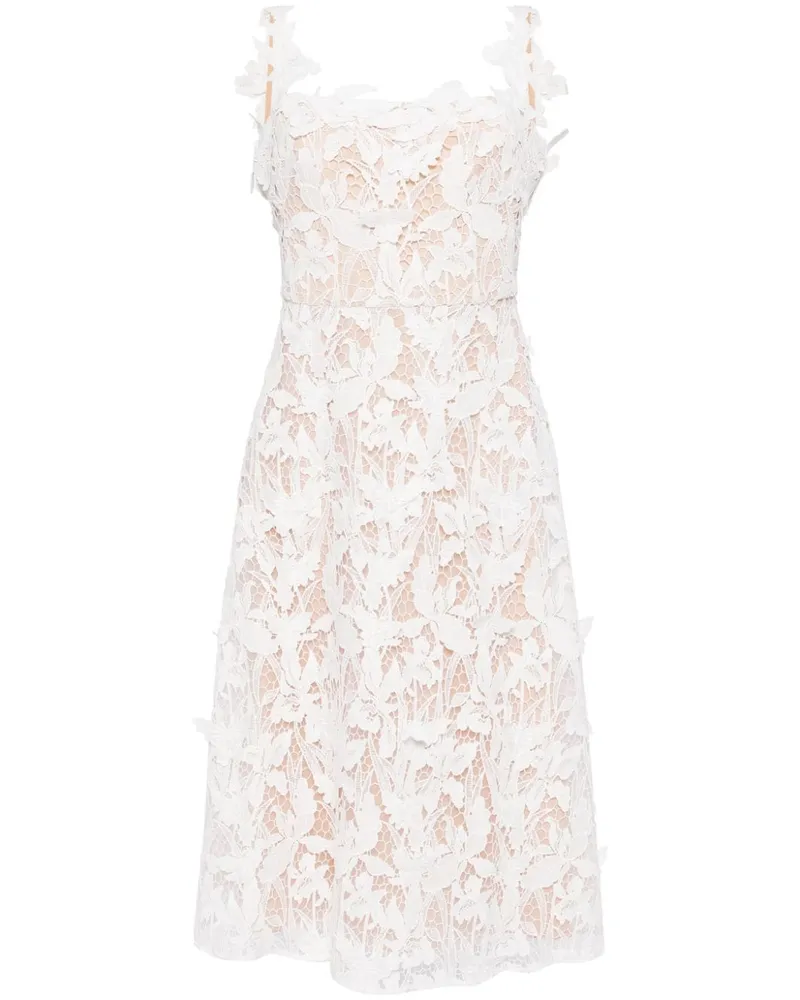 Marchesa Midikleid mit Spitzendetail - Weiß Weiß
