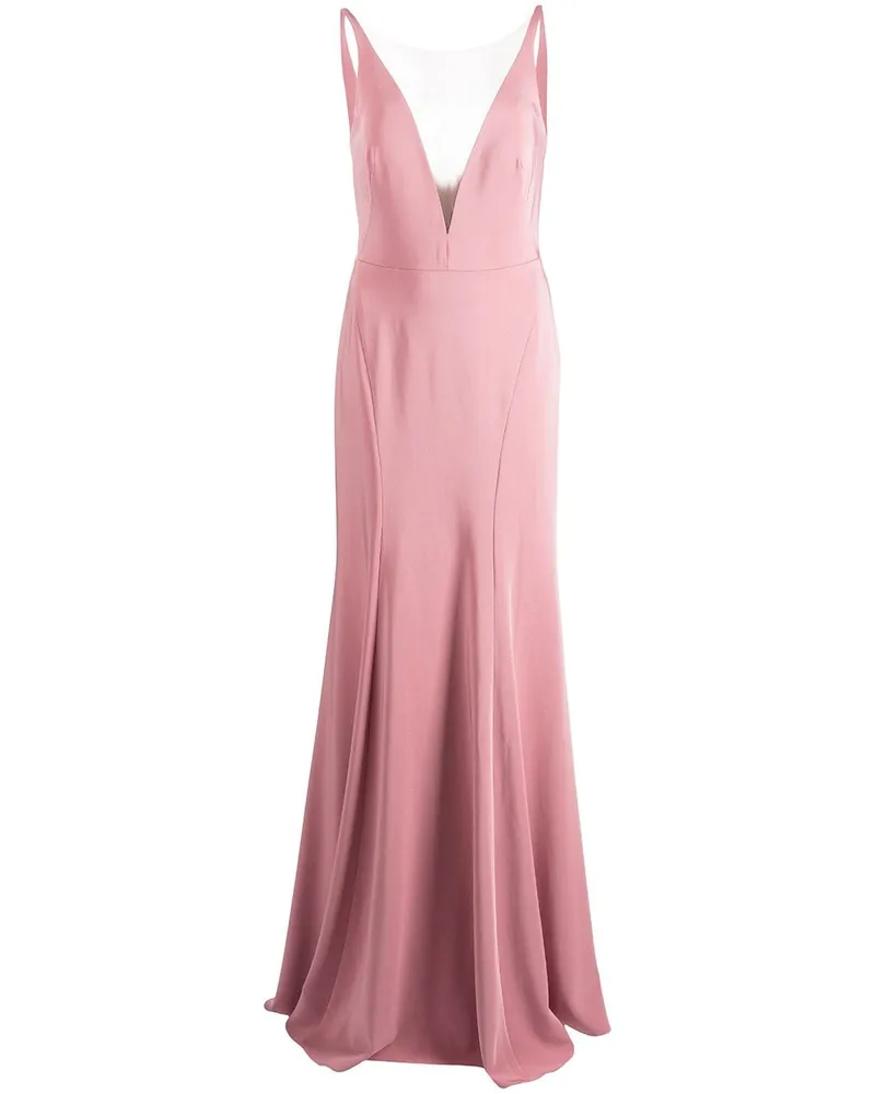 Marchesa Crema Kleid mit tiefem V-Ausschnitt - Rosa Rosa