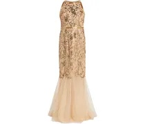 Abendkleid mit Pailletten - Nude