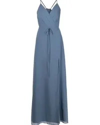 Marchesa Bodenlanges Abendkleid im Wickelstil - Blau Blau