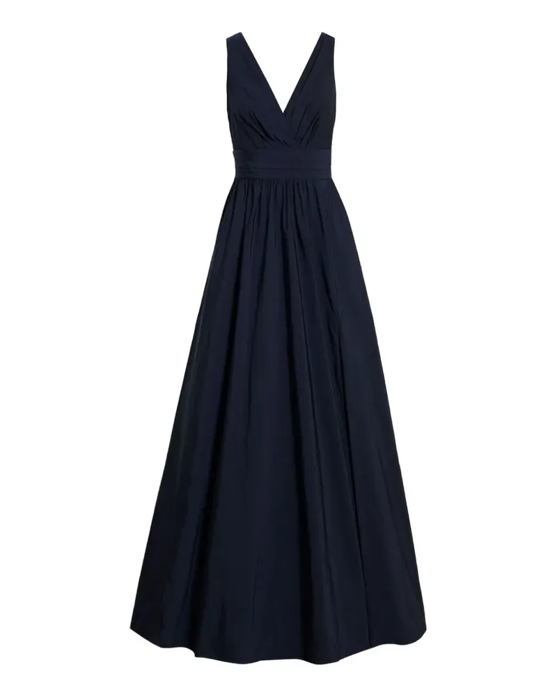 Marchesa draped taffeta maxi gown - Blau Blau