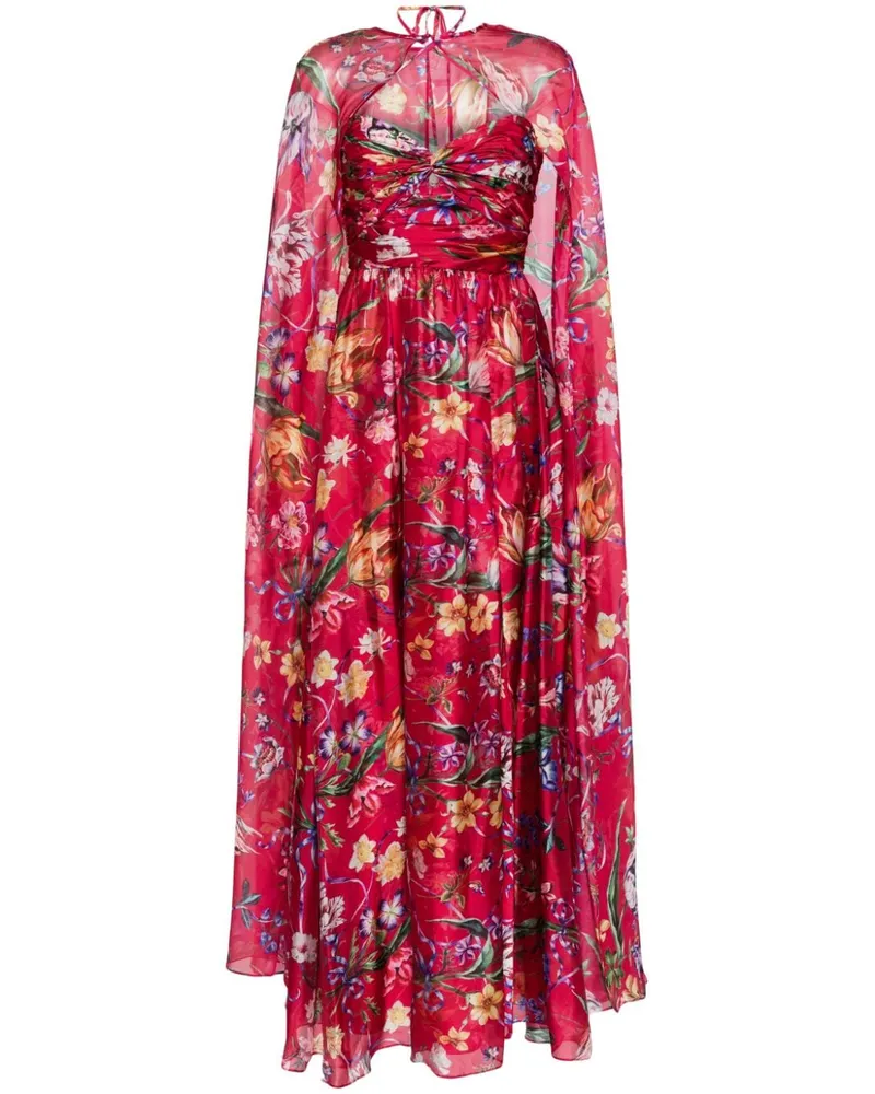 Marchesa Ribbons Abendkleid mit blumigem Print - Rot Rot