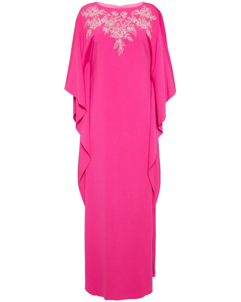 Marchesa Kaftan mit Blumenstickerei - Rosa Rosa