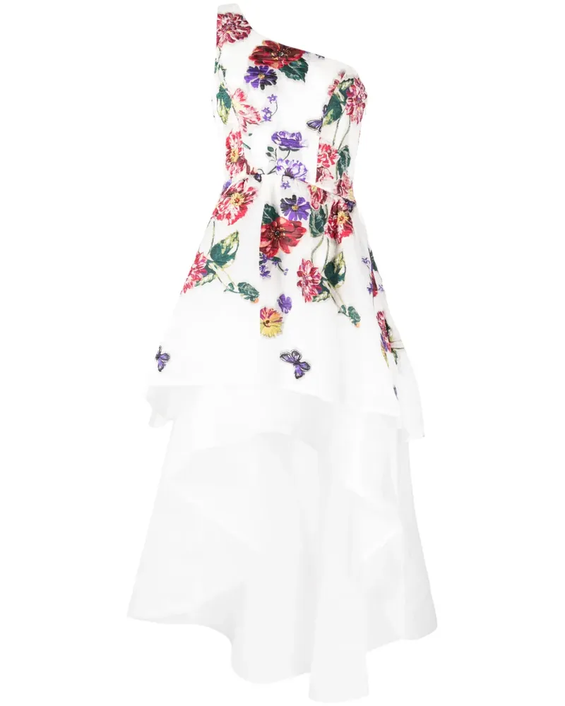 Marchesa Besticktes One-Shoulder-Kleid - Weiß Weiß