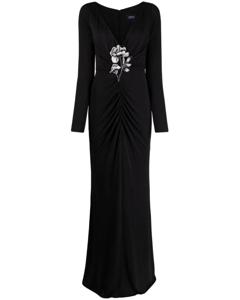 Marchesa Abendkleid mit Applikationen - Schwarz Schwarz