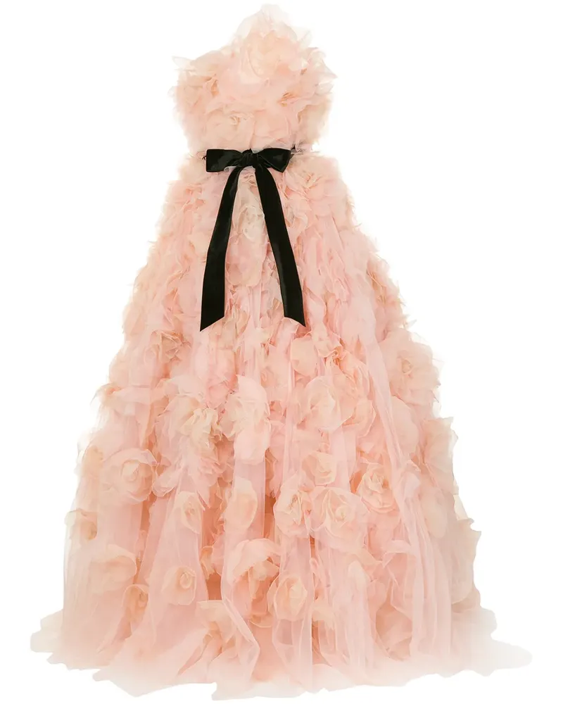 Marchesa Seidenrobe mit Tüllverzierung - Rosa Rosa