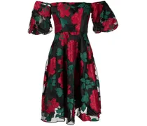 Claude Midikleid mit Blumenmuster - Schwarz