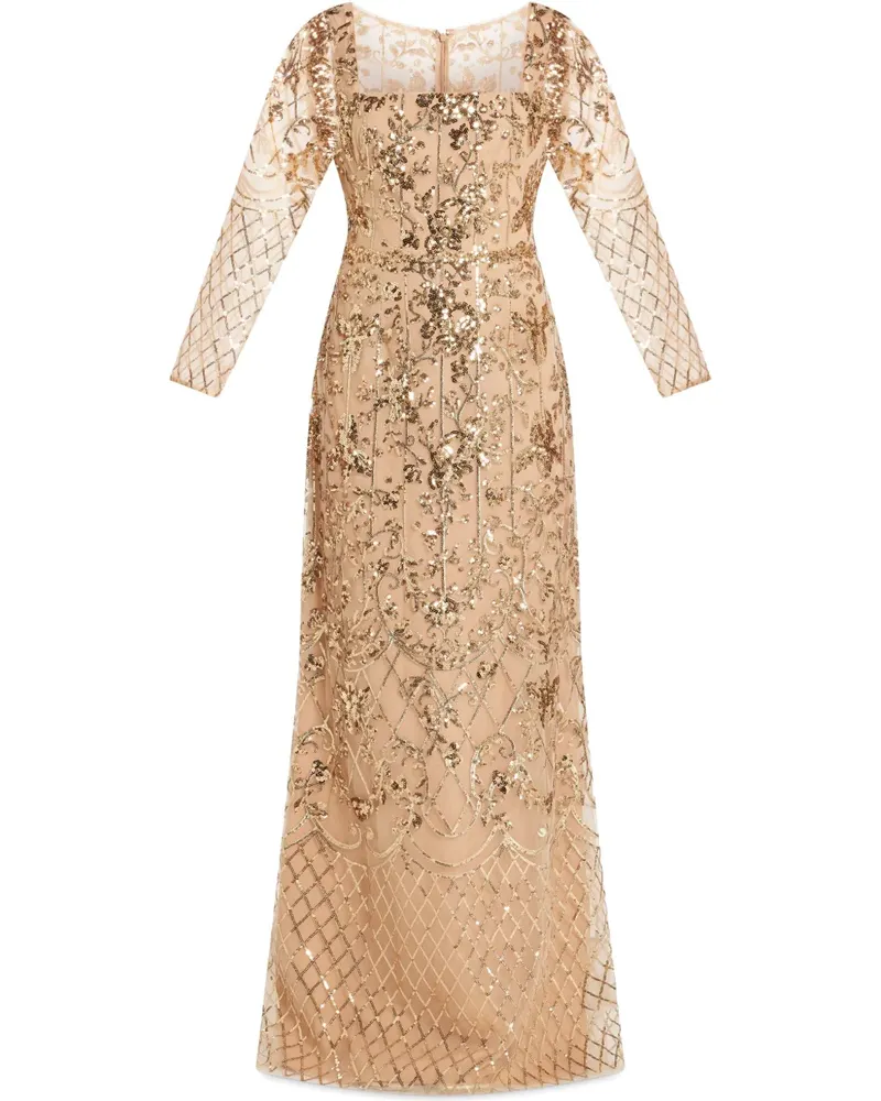 Marchesa Abendkleid mit Pailletten - Nude Nude