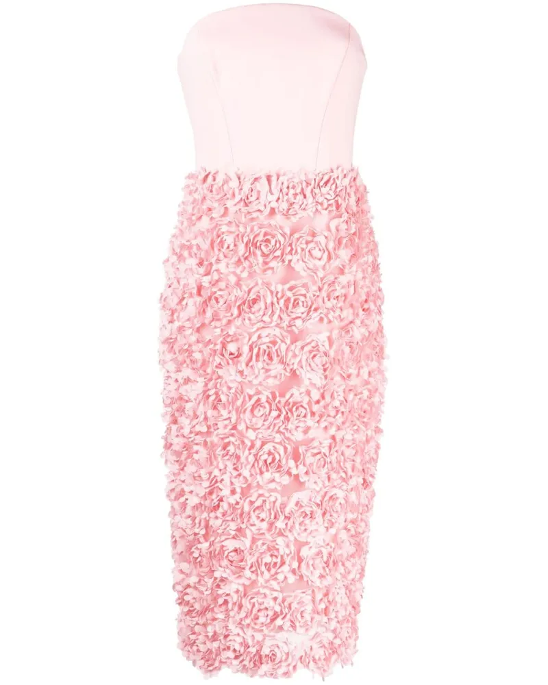 Marchesa Kleid mit floraler Stickerei - Rosa Rosa