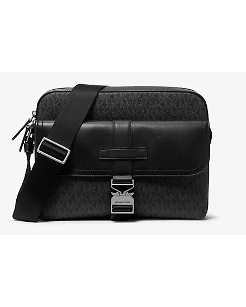 Michael Kors Kameratasche Hudson aus Signature-Logostoff und Leder Schwarz