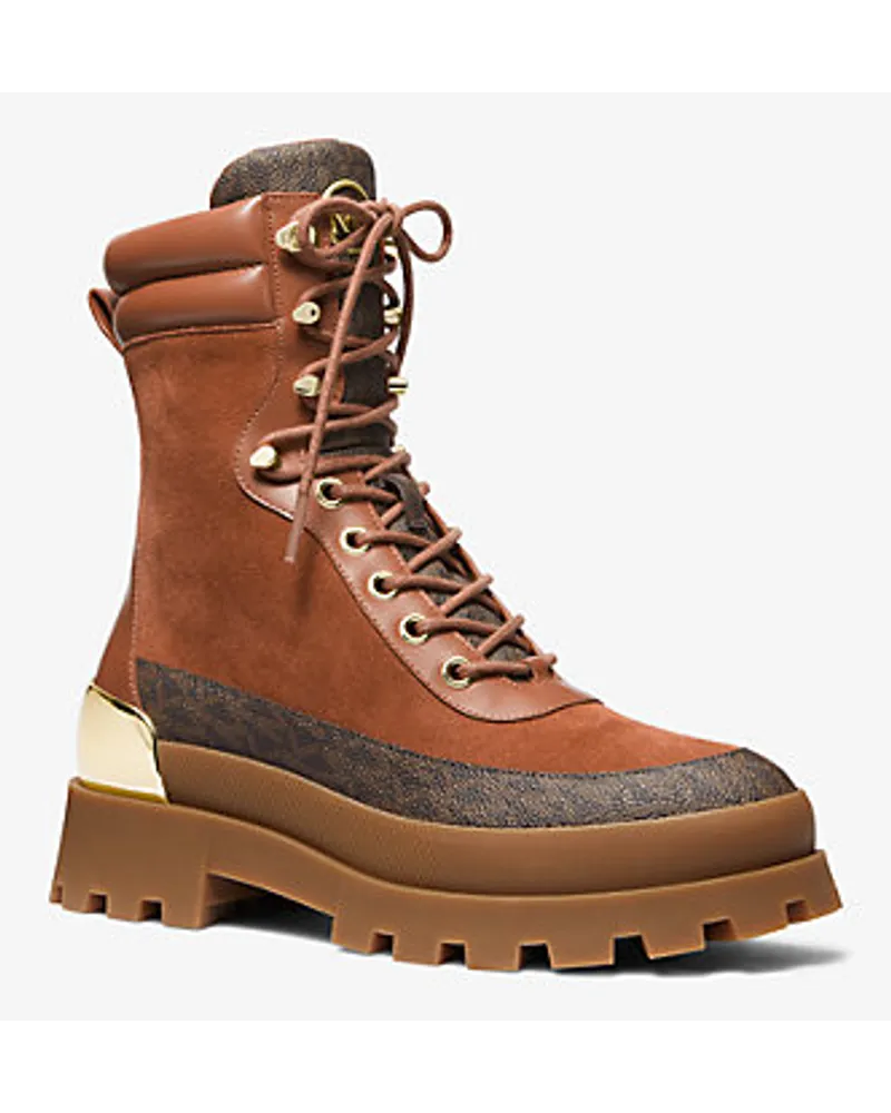 Michael Kors Stiefel Rowan aus Wildleder und Logostoff Braun