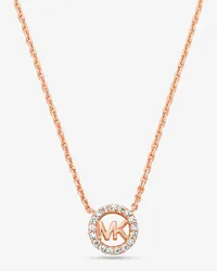 Michael Kors Halskette Fulton aus Sterlingsilber mit Edelmetallbeschichtung und Pavé-Logo Rosé-goldton