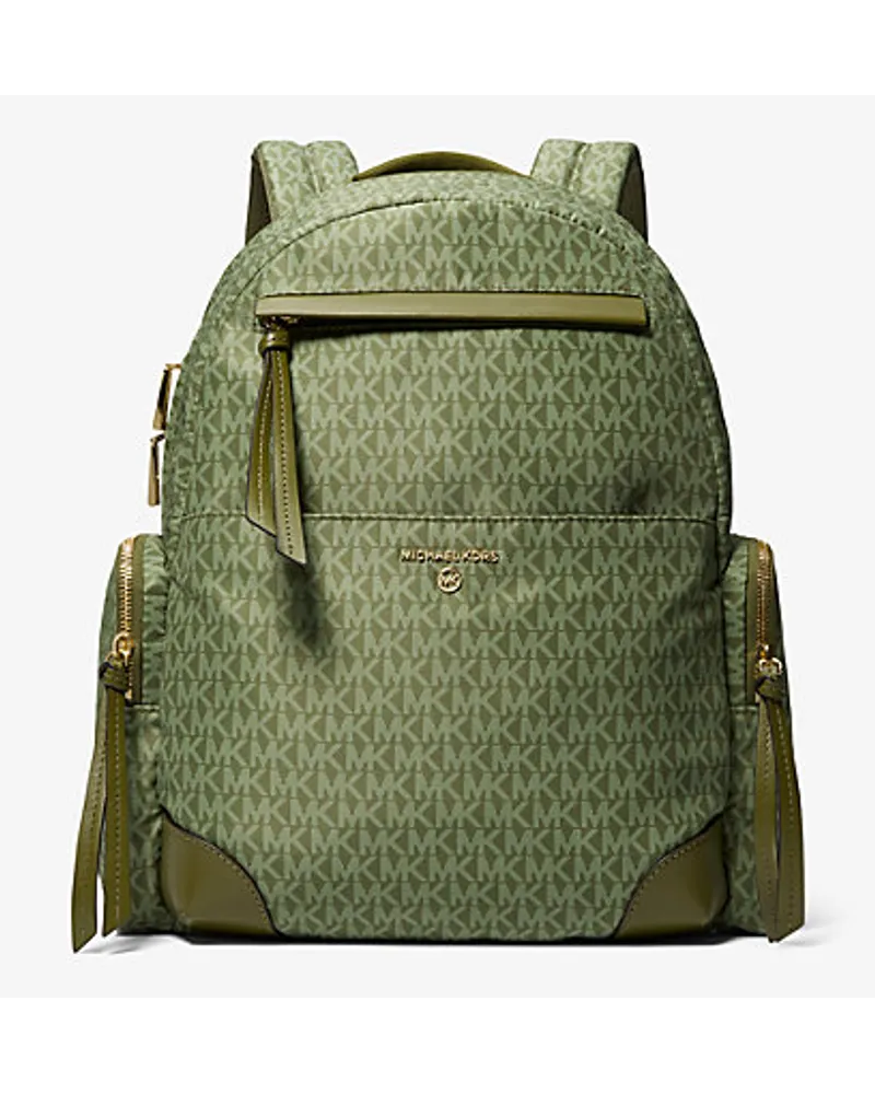 Michael Kors Gewebter Rucksack Prescott Large mit Signature-Logomuster Grün