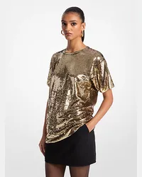 Michael Kors Oversize-T-Shirt aus Jersey mit Pailletten Goldton