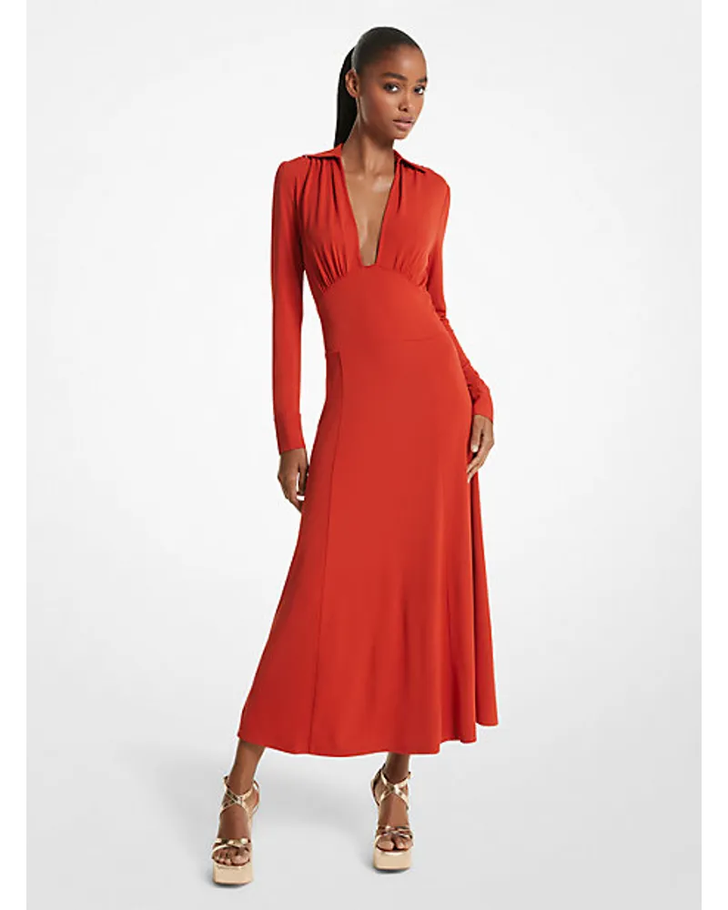 Michael Kors Kleid aus Dichtem Stretch-Jersey Rot