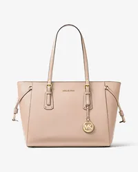 Michael Kors Tragetasche Voyager Medium aus Quer Genarbtem Leder Rosa