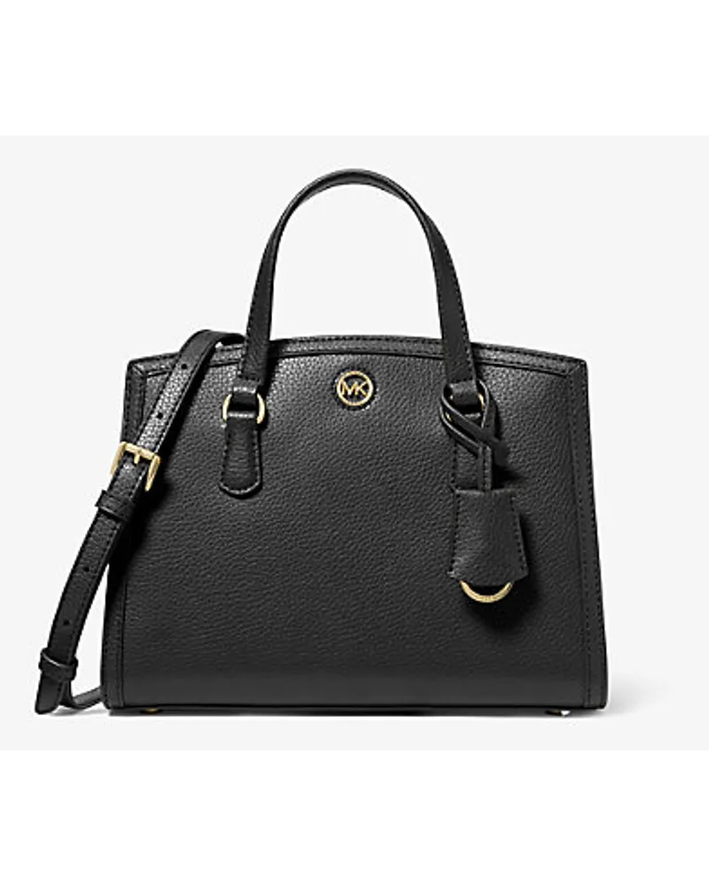 Michael Kors Messenger-Tasche Chantal Small aus Gekrispeltem Leder Schwarz