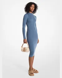 Michael Kors Kleid aus Stretch-Wollmischgewebe mit Stehkragen Blau