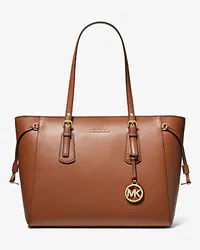 Michael Kors Tragetasche Voyager Medium aus Quer Genarbtem Leder Braun