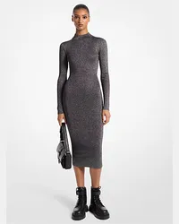 Michael Kors Strickkleid In Metallic-Optik mit Stehkragen Silberton