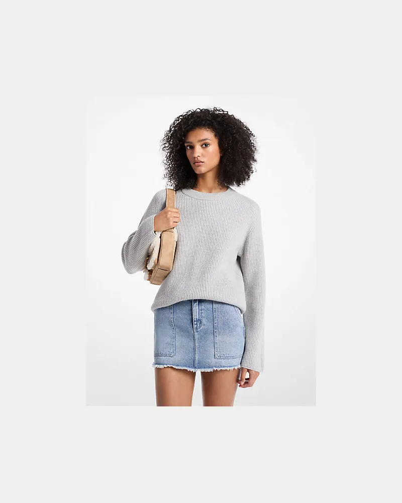 Michael Kors Gerippter Pullover aus Wolle Grau