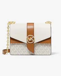 Michael Kors Umhängetasche Greenwich Small aus Saffianleder In Blockfarben mit Logo Natur