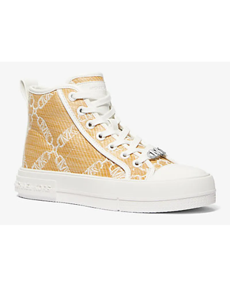 Michael Kors Hi-Top-Sneaker Evy aus Stroh mit Empire-Logomuster Natur