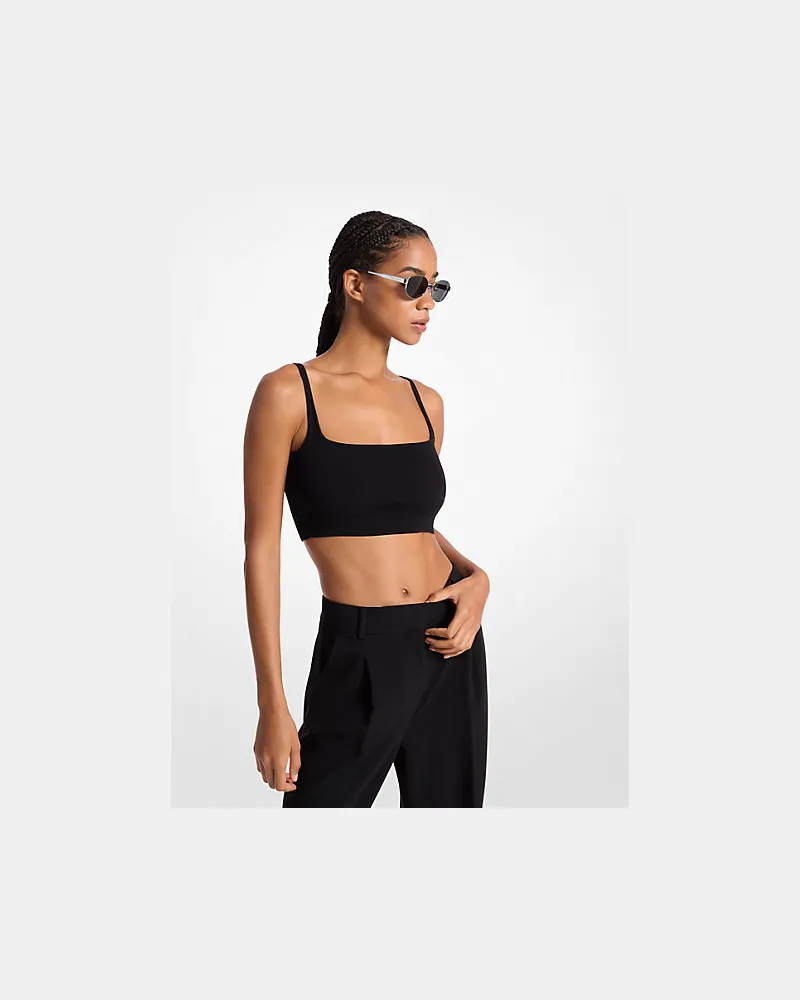 Michael Kors Cropped-Tanktop aus Stretch-Wolle Schwarz