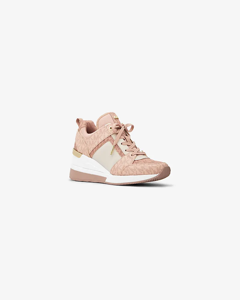 Michael Kors Sneaker Georgie aus Leder und Logostoff In Blockfarben Natur