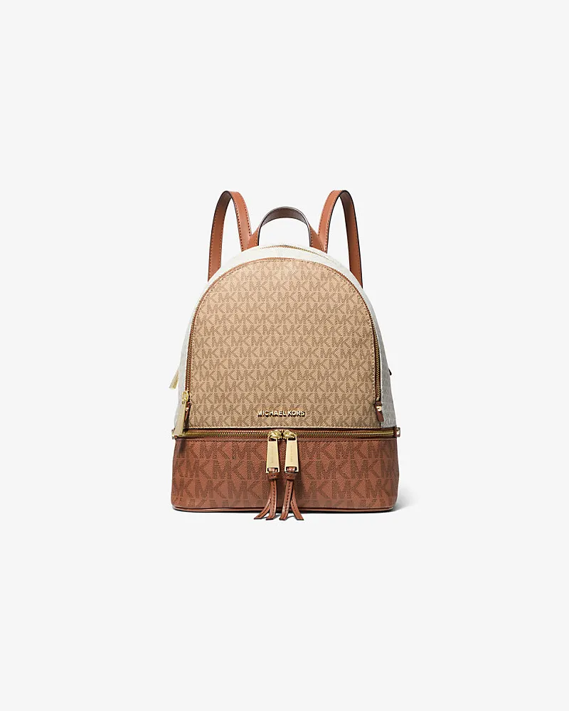 Michael Kors Rucksack Rhea Medium aus Logostoff In Blockfarben Braun