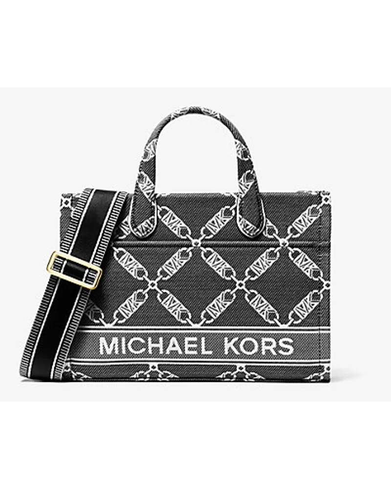 Michael Kors Messenger-Tasche Gigi Small aus Jacquard mit Empire-Logomuster Schwarz