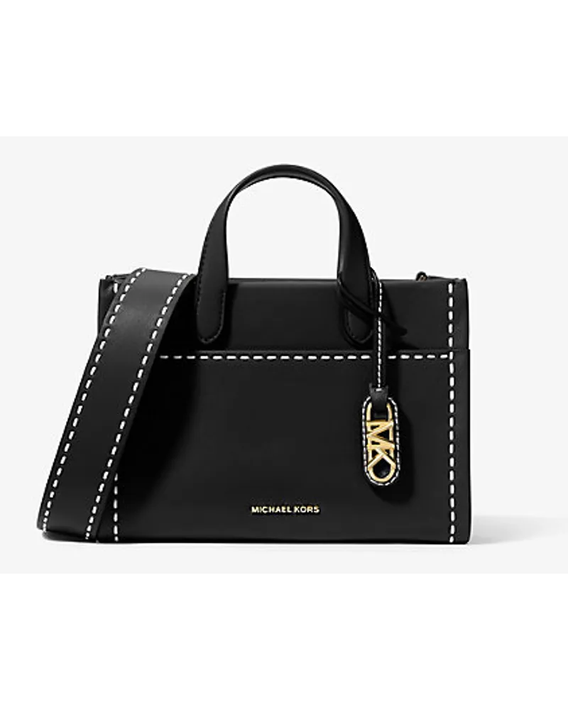 Michael Kors Messenger-Tasche Gigi Small aus Leder mit Steppnähten Schwarz