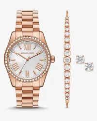 Michael Kors Armbanduhr Lexington und Schmuck Im Rosé-Goldton mit Pavé Im Geschenkset Rosé-goldton