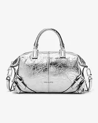 Michael Kors Henkeltasche Darrington Small aus Leder In Metallic-Krakelee-Optik Silberton