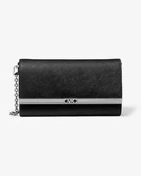 Michael Kors Clutch Mona Large aus Saffianleder Schwarz