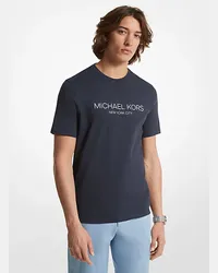 Michael Kors Grafik-T-Shirt aus Baumwolle mit Logo Blau