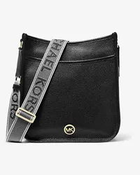 Michael Kors Messenger-Tasche Luisa Large aus Gekrispeltem Leder Schwarz