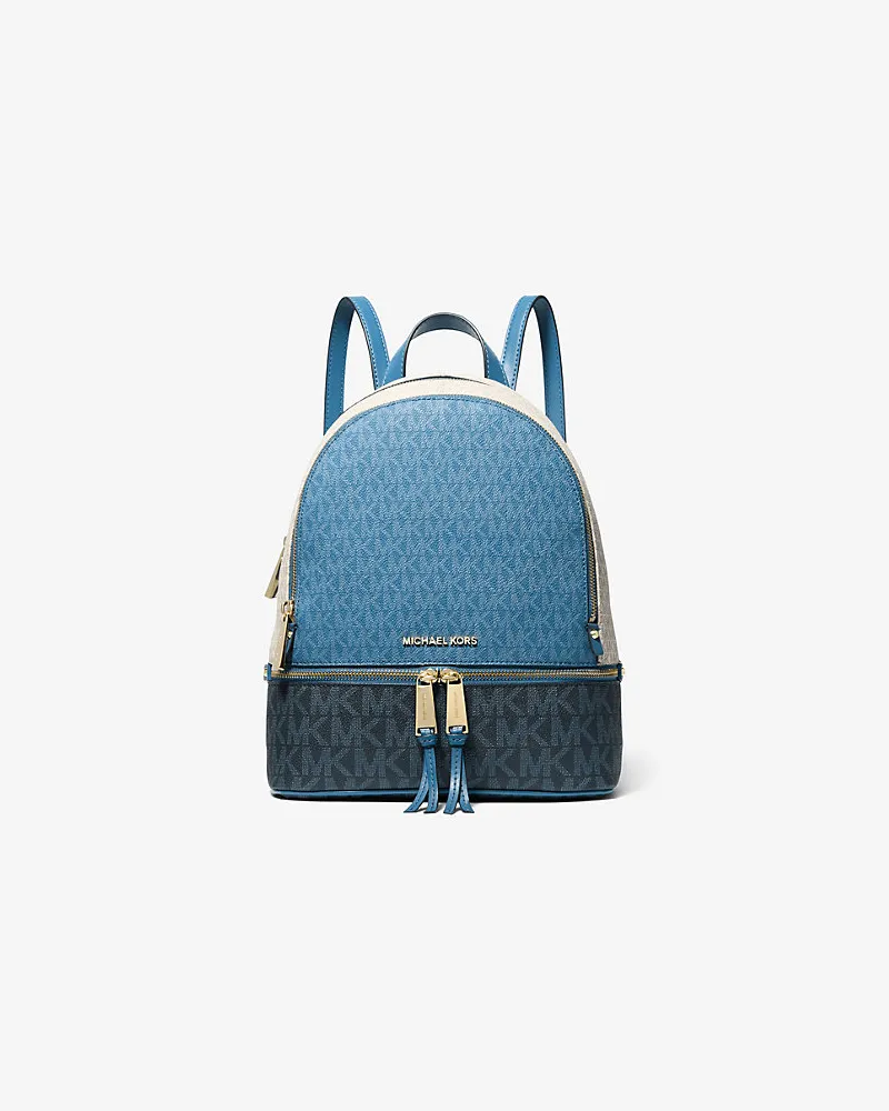 Michael Kors Rucksack Rhea Medium aus Logostoff In Blockfarben Blau