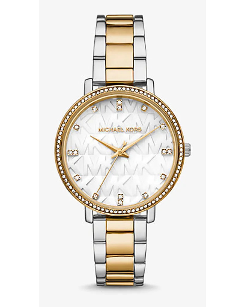 Michael Kors Zweifarbige Armbanduhr Pyper Mit Pavé Und Logo Silberton