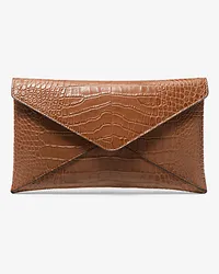 Michael Kors Clutch Mia mit Umschlag aus Leder mit Krokodilprägung Braun