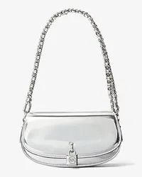 Michael Kors Schultertasche Mila Small aus Leder In Metallic-Optik Silberton