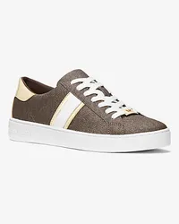 Michael Kors Sneaker Keaton mit Signature-Logomuster und Metallic-Streifen Braun