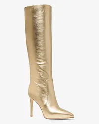 Michael Kors Kniehoher Stiefel Rue aus Leder In Metallic-Optik Goldton