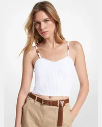 Michael Kors Verkürztes Tanktop aus Gerippter Stretch-Viskose Weiss