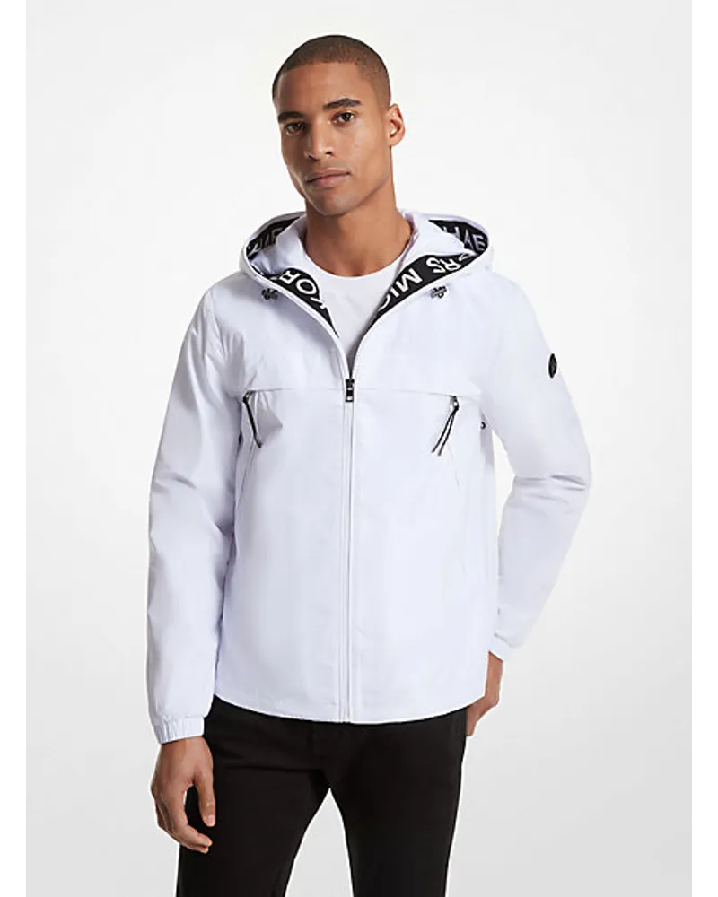 Michael Kors Gewebter Windbreaker mit Logostreifen Weiss