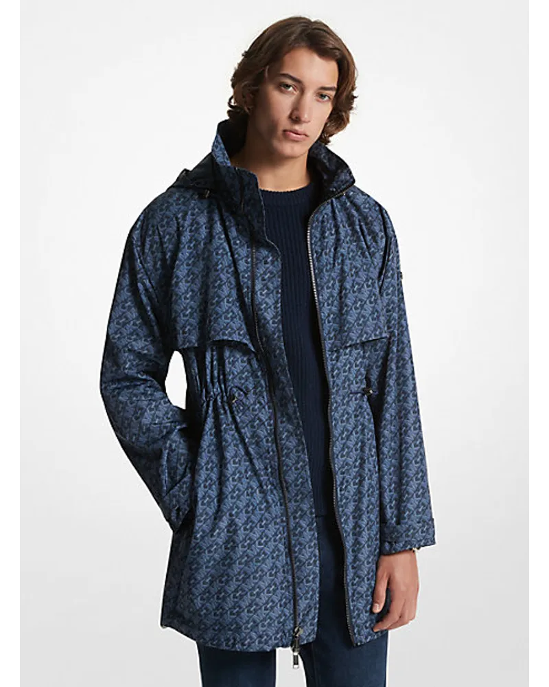 Michael Kors Gewebter Anorak mit Empire Signature-Logomuster Blau