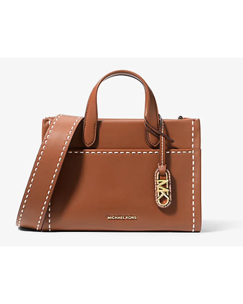 Michael Kors Messenger-Tasche Gigi Small aus Leder mit Steppnähten Braun